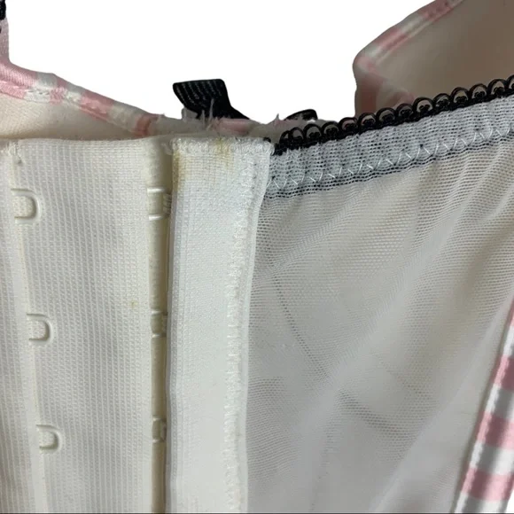 Victoria's Secret Corset Pink/White Black Garter Size 34B - Picture 9 of 11